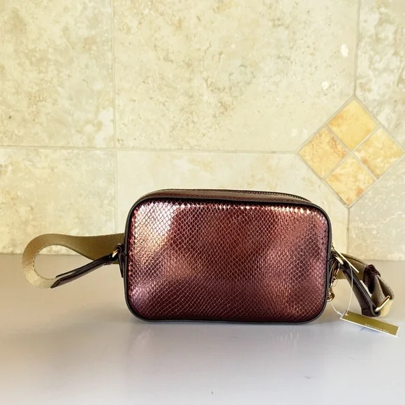 Michael Kors Maisie 2 in 1Camera Crossbody Bag Exotic Print Oxblood